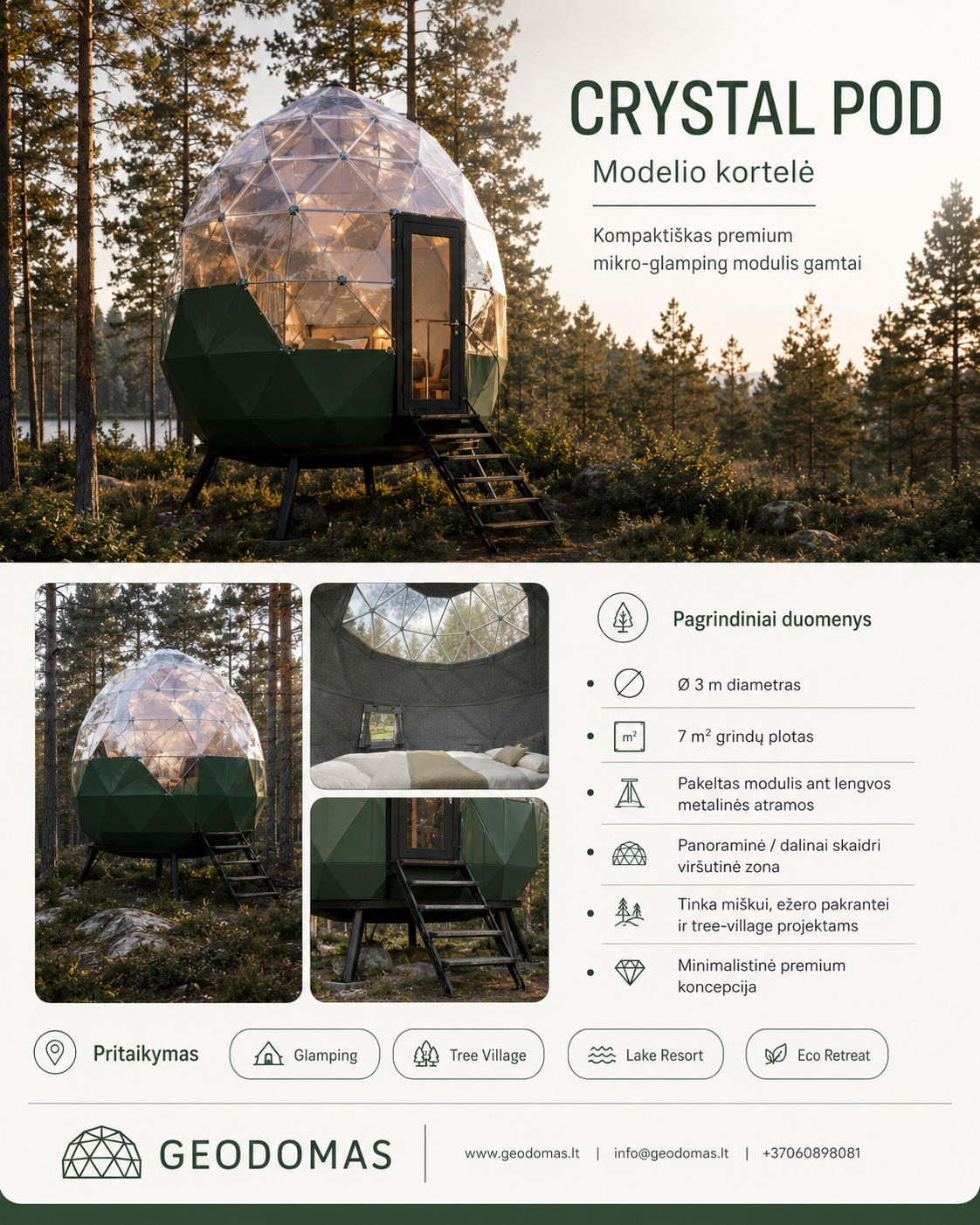 Crystal Pod modelio kortelė